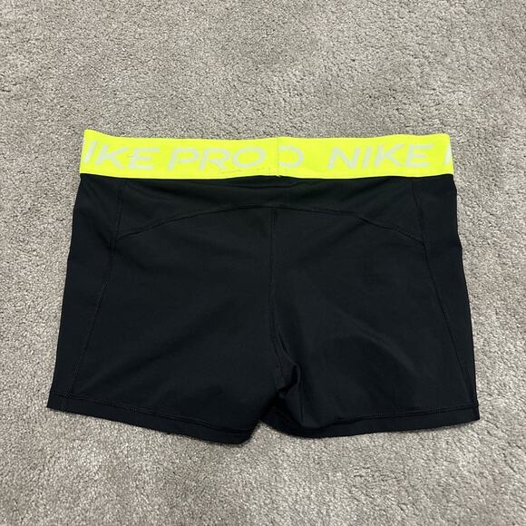 Nike Pro Compression Shorts Womens XL Black Neon Waistband Gym Training - Picture 2 of 3